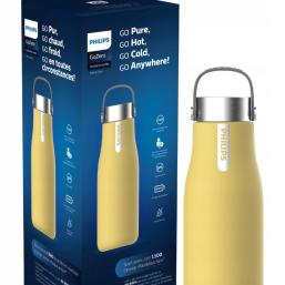 Bidony / butelki / karafki Butelka samoczyszcząca / bidon termiczny Philips Go Zero UV-C LED USB Yellow 590 ml.