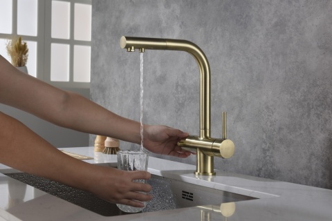 Bateria trójdrożna (2-way) BlueWater Apala kolor: mosiądz antyczny, pull-out