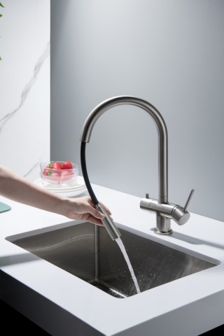 Bateria trójdrożna (2-way) BlueWater Cyrus kolor: stal, pull-out