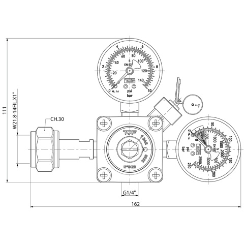 TOF reduktor ciśnienia do butli CO2 24PLH2L1U2