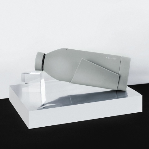 Bidon / butelka ze szka borokrzemowego Closca Classic Travel Bottle 420 ml, kolor: Grey Nude