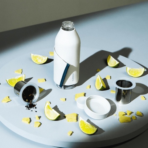 Bidon / butelka ze szka borokrzemowego Closca Classic Travel Bottle 420 ml, kolor: Grey Nude