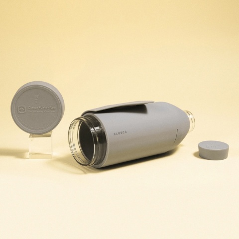 Bidon / butelka ze szka borokrzemowego Closca Classic Travel Bottle 420 ml, kolor: Grey Nude