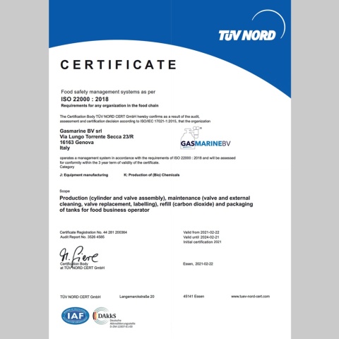 Butla aluminium z gazem CO2 E290 Gasmarine / Gas Up 4 kg