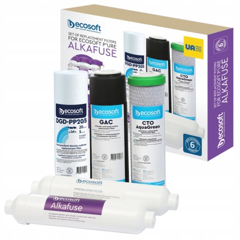Komplet wkładów wymiennych, serwis półroczny do urządzenia Ecosoft AlkaFuse CHV5PUREALC (5 wkładów)