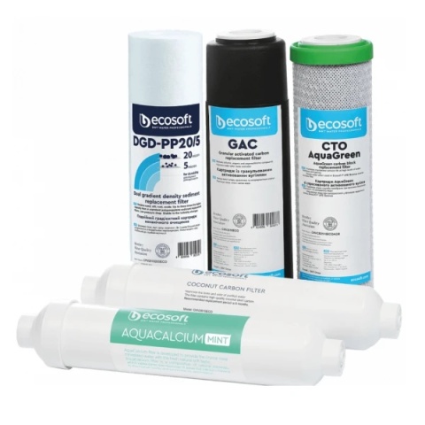 Komplet wkładów wymiennych, serwis półroczny do urządzenia Ecosoft P'ure AquaCalcium CHV5PUREMAC (5 wkładów)