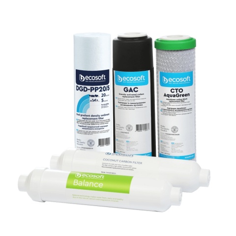 Komplet wkładów wymiennych, serwis półroczny do urządzenia Ecosoft P'ure Balance CHV5PUREBAL (5 wkładów)