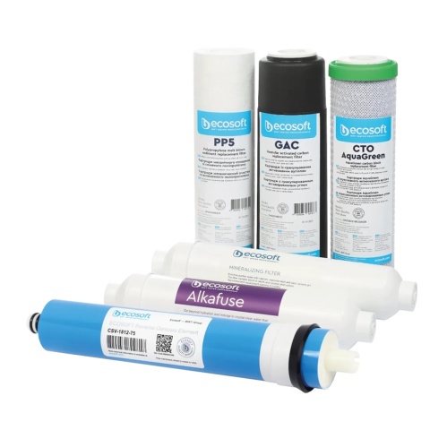 Komplet wkładów wymiennych, serwis roczny do urządzenia Ecosoft AlkaFuse CHV6PUREALC (6 wkładów)