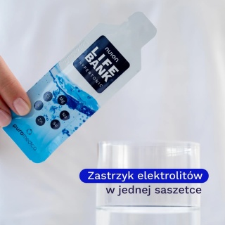 Suplement wody Puromedica saszetki rozpuszczalne Nuion Life Bank Hypertonic - elektrolity po wysiłku fizycznym
