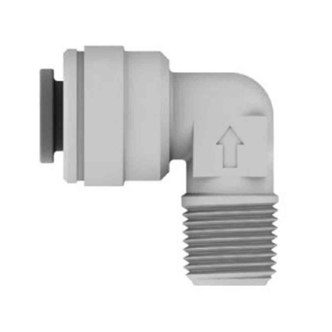 Kolano stałe 90 stopni z zaworem przeciwzwrotnym SpeedFit 1/4" na 1/8" gwint zewnętrzny NPTF męski marki John Guest - NC2718