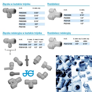 Czwórnik / rozdzielacz na wężyk elastyczny 4 x 3/8" marki John Guest - PI4712S