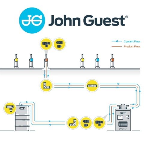 Zawór odcinający 3/8″ x 3/8" z szarego acetalu (krótka rączka) marki John Guest - PISV0412CS