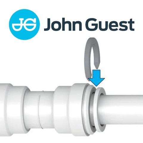 Zawór odcinający 3/8″ x 3/8" z szarego acetalu (krótka rączka) marki John Guest - PISV0412CS