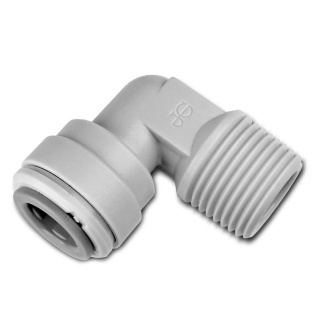 Kolano stałe wkręcane 3/8" gwint NPTF x szybkozłączka na wężyk elastyczny 3/8" Speedfit marki John Guest - PI481223S