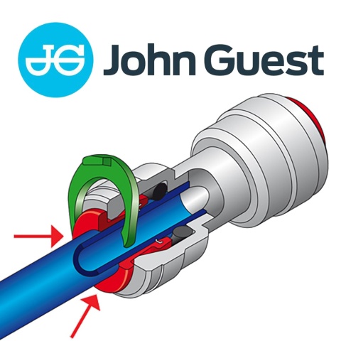 Kolano stałe wkręcane 3/8" gwint NPTF x szybkozłączka na wężyk elastyczny 1/4" Speedfit marki John Guest - PI481222S