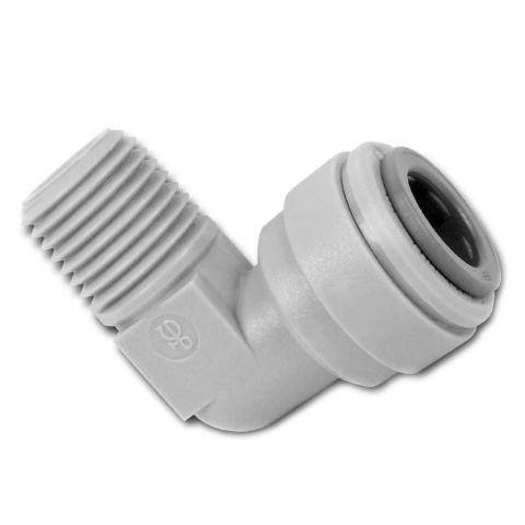 Kolano stałe wkręcane 3/8" gwint NPTF x szybkozłączka na wężyk elastyczny 1/4" Speedfit marki John Guest - PI481222S