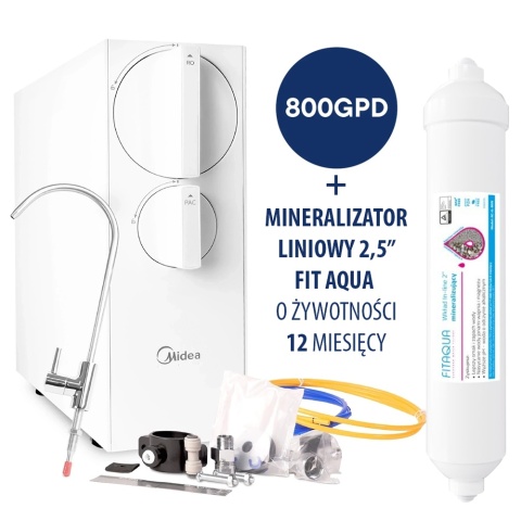 Stacja filtracji Midea 800 GPD R06 odwrócona osmoza "direct flow" + mineralizator FITAQUA AC-IL-MIN-QC 2″ Q
