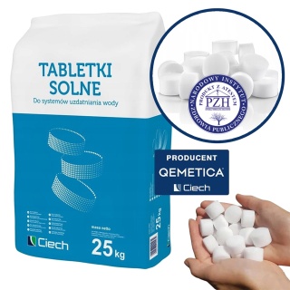 Tabletki solne - 25 KG (sól tabletkowana) do zmiękczaczy wody QEMETICA / CIECH