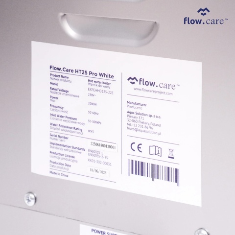 Warnik do wody marki Flow Care model HT25 PRO White z wyświetlaczem dla HoReCa